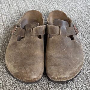 Birkenstock Brown Leather Slip-On Clogs with Buckle size 39